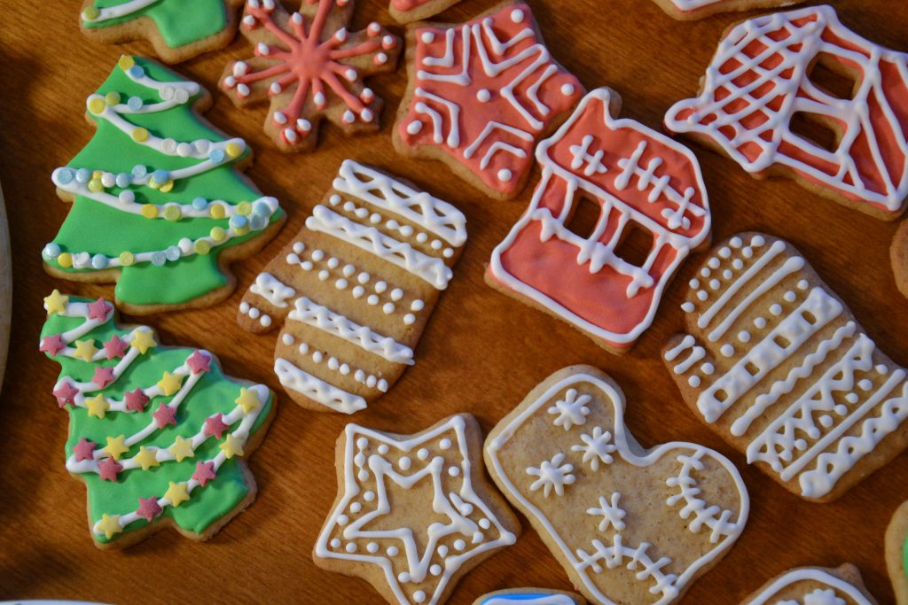 Decorated Christmas cookies sugar icing