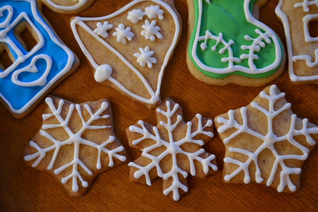 Decorated Christmas cookies sugar icing