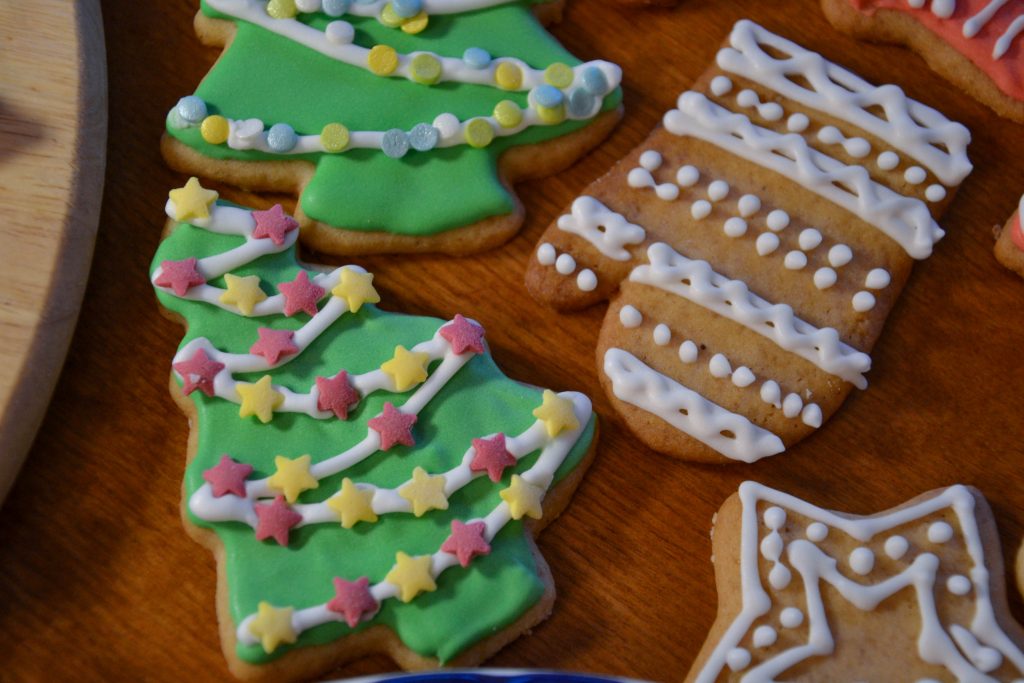 Decorated Christmas cookies sugar icing