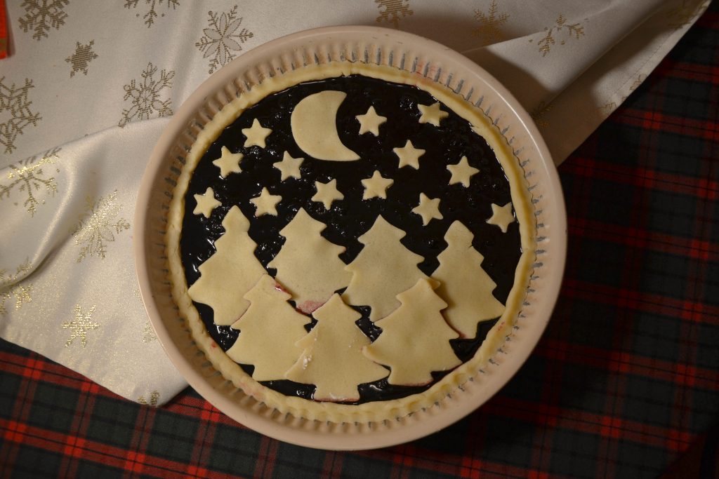 Christmas bleberry and cherry jam pie