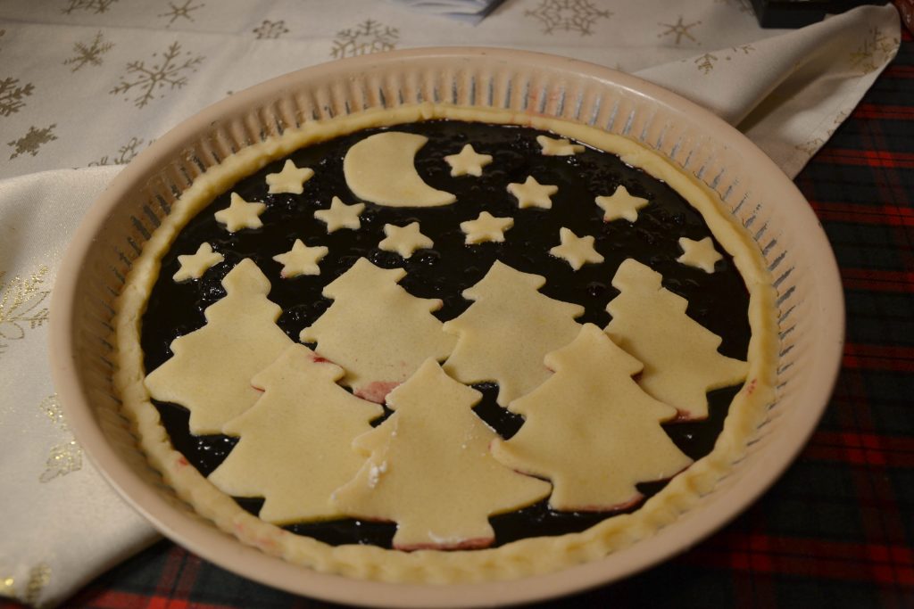 Christmas bleberry and cherry jam pie