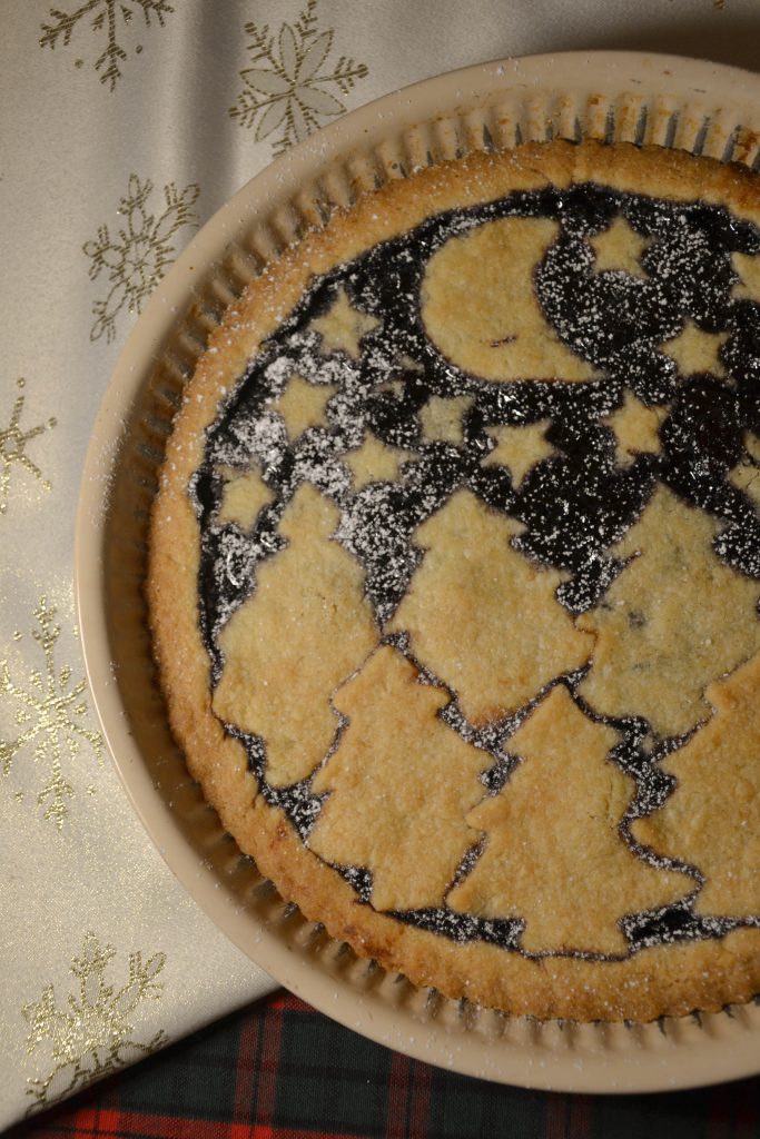 Christmas bleberry and cherry jam pie