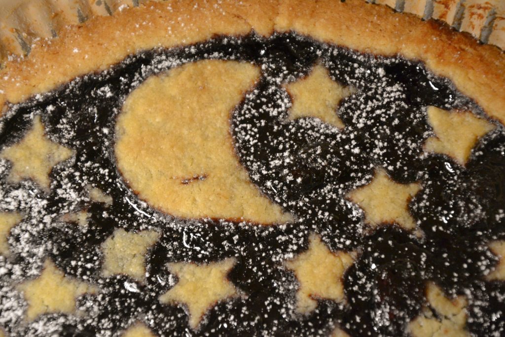 Christmas bleberry and cherry jam pie