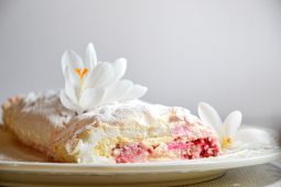 Strawberry Meringue Roll with Mascarpone Filling